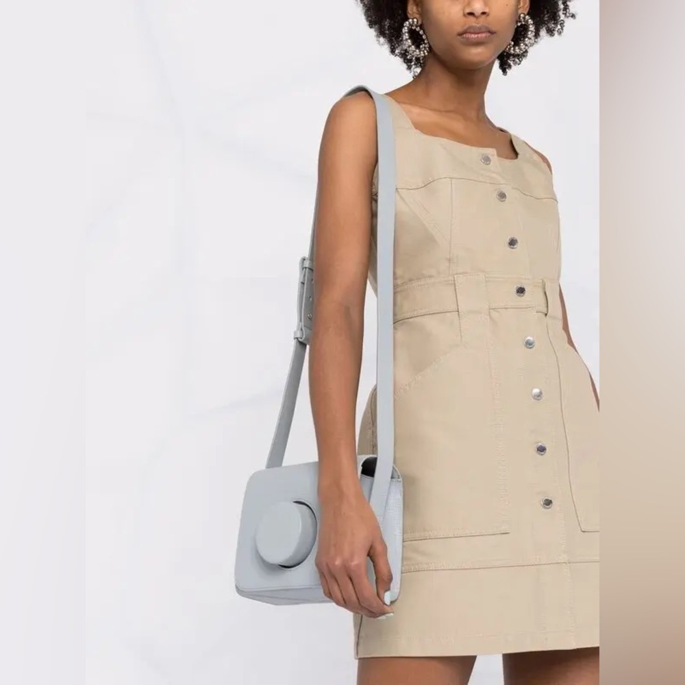 NWT AMBUSH women's Button Front Linen Sleeveless Mini Dress Beige Size Small - Picture 4 of 15